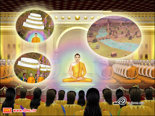 ทันทีที่พระพุทธองค์ทรงเหยียบฝั่งของแคว้นวัชชีมหาเมฆก็ตั้งขึ้นฝนโบกขรพรรษ ทันทีที่พระพุทธองค์ทรงเหยียบฝั่งของแคว้นวัชชีมหาเมฆก็ตั้งขึ้นฝนโบกขรพรรษ