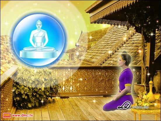 ด้วยผลแห่งบุญที่พระลูกชาย ได้ตั้งใจสั่งสมบุญอย่างเต็มที่เต็มกำลังจึงเป็นผลทำให้พระ<a href=http://www.dmc.tv title='ธรรมกาย' target=_blank><font color=#333333>ธรรมกาย</font></a>ได้เมตตาไปเยี่ยมแล้วก็สอน<a href=http://www.dmc.tv/pages/meditation/meditation01.html target=_blank title='สมาธิ'>สมาธิ</a>(<a href=http://meditation.dmc.tv title='How to meditate' target=_blank>Meditation</a>)ให้กับท่านเทพบุตรคนธรรพ์