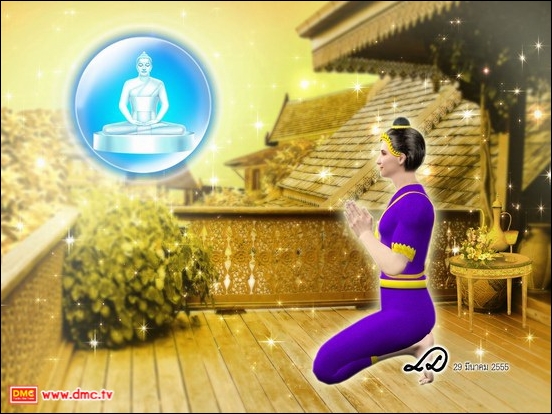 พระธรรมกายได้เมตตาสอนให้ท่านเทพบุตรคนธรรพ์ นั่งสมาธิเมตตาประทานโอวาทให้กับท่านเทพบุตรคนธรรพ์