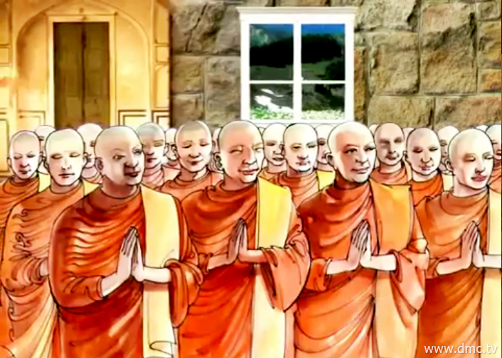 กุฎุมพีได้นิมนต์พระสงฆ์ให้พำนักในมณฑปที่ตนสร้างไว้ กุฎุมพีได้นิมนต์พระสงฆ์ให้พำนักในมณฑปที่ตนสร้างไว้
