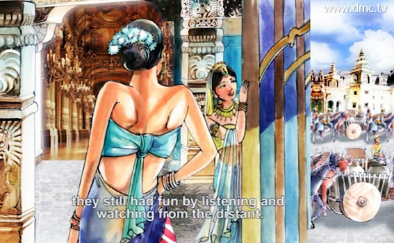 กุมารีตระกูลสูงไม่ได้รับอนุญาตให้ไปร่วมงานได้แต่แอบมองดูอยู่จากเรือนของตน กุมารีตระกูลสูงไม่ได้รับอนุญาตให้ไปร่วมงานได้แต่แอบมองดูอยู่จากเรือนของตน