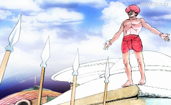 นักแสดงผาดโผนเตรียมตัวพร้อมสำหรับการกระโดดข้ามหอก 5 เล่ม นักแสดงผาดโผนเตรียมตัวพร้อมสำหรับการกระโดดข้ามหอก 5 เล่ม