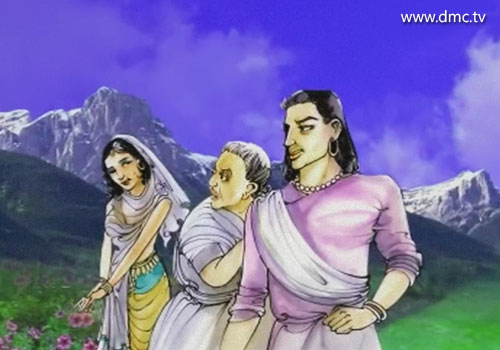 พราหมณ์ผู้เป็นแม่พยายามกีดกันหญิงสาว ที่คอยแวะเวียนมาหาบุตรของตน พราหมณ์ผู้เป็นแม่พยายามกีดกันหญิงสาว ที่คอยแวะเวียนมาหาบุตรของตน