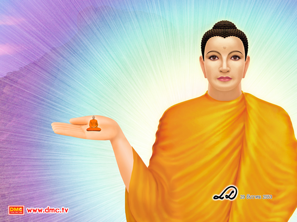 พระศรีอริยเมตไตรย์ทรงช้อนร่างพระมหากัสสปะ ไว้บนผ่าพระหัตถ์