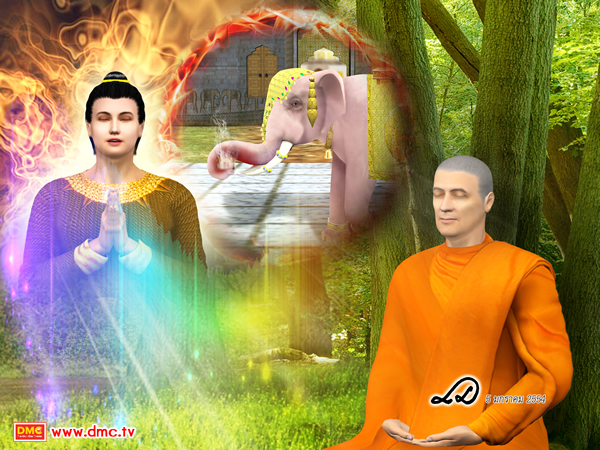 พระมหากัสสปะเห็นถึงบุพกรรมที่ท่านได้ทำ ร่วมกับพระศรีอริยเมตไตรย์