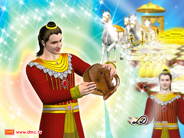 การบริจาคทานของพระโพธิสัตว์อุปมาเหมือนกับบุคคล ที่สามารถคว่ำหม้อที่มีน้ำอยู่เต็มให้น้ำในหม้อไม่เหลือเลย แม้สักหยดหนึ่ง การบริจาคทานของพระโพธิสัตว์อุปมาเหมือนกับบุคคล ที่สามารถคว่ำหม้อที่มีน้ำอยู่เต็มให้น้ำในหม้อไม่เหลือเลย แม้สักหยดหนึ่ง