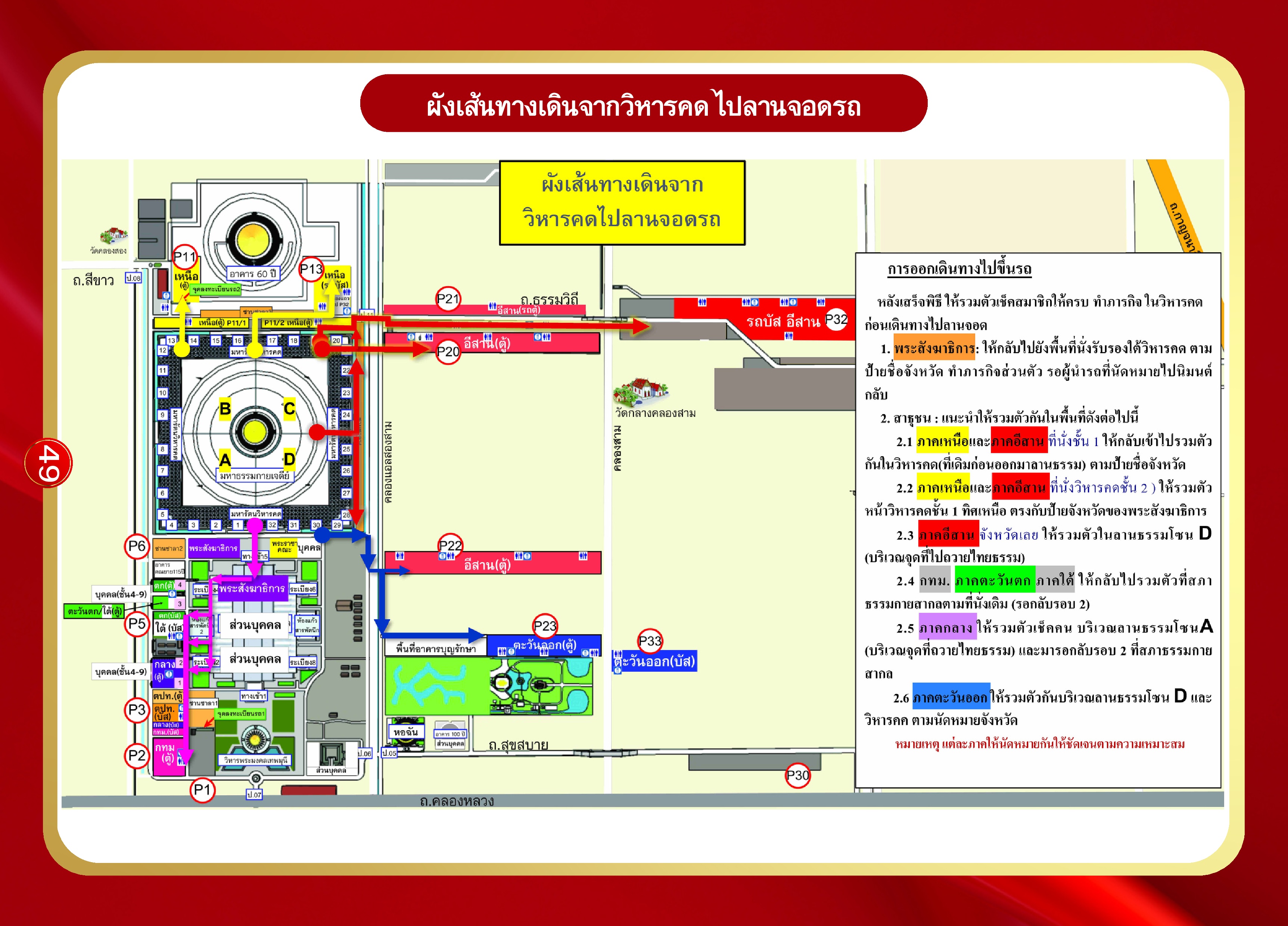 หน้า 49: ผังเส้นทางเดินจากวิหารคดไปลานจอดรถ