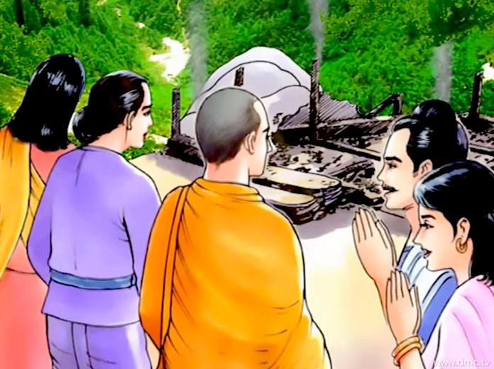 ชาวบ้านพากันรับปากว่าจะช่วยสร้างบรรณศาลาให้ภิกษุใหม๋หลังจากเสร็จงานจากไร่นาของตน