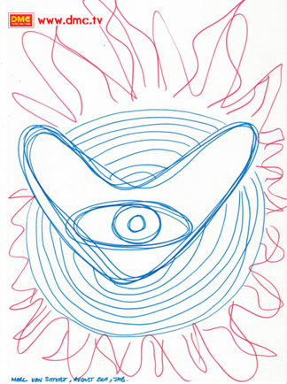 เห็นภาพของคนนั่งขัดสมาธิ ผุดผ่านขึ้นมาจากท่อ ในกลางตัว